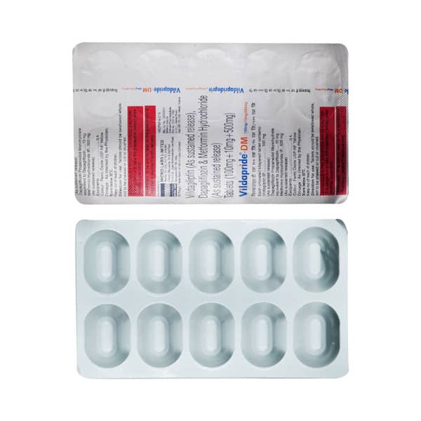 Vildapride Dm 100/10/500mg Strip Of 10 Tablets