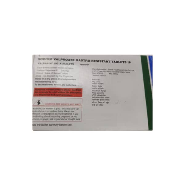 Valparin Alkalets 200mg Strip Of 15 Tablets