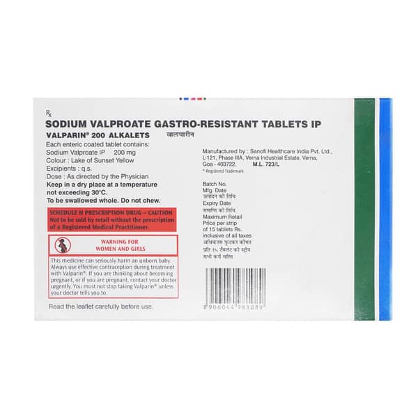 Valparin Alkalets 200Mg Strip Of 15 Tablets