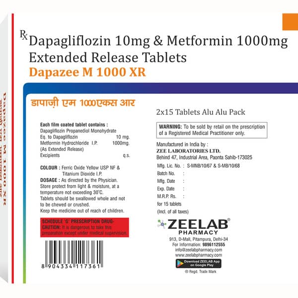 Dapazee M 1000Mg Xr Strip Of 15 Tablets