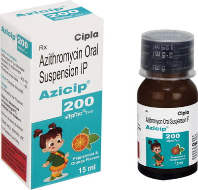 Azicip 200mg Peppermint And Orange Flavour Bottle Of 15ml Suspension
