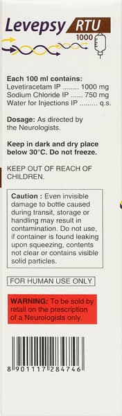 Levepsy Rtu 1000mg Bottle Of 100ml Solution For Infusion