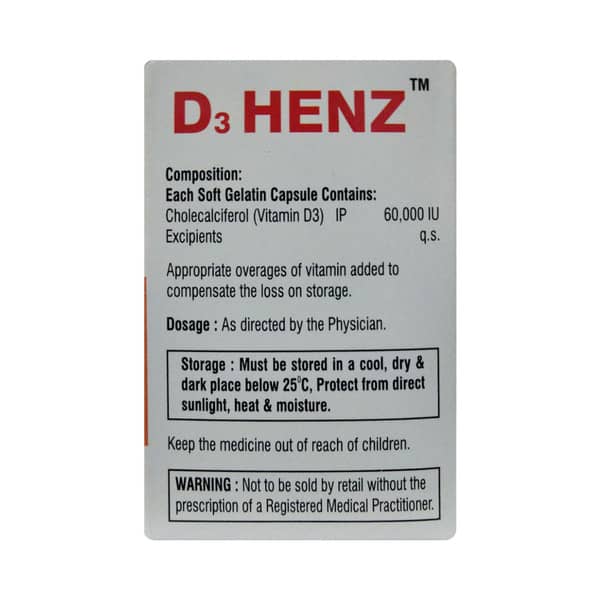 D3 Henz 60k Strip Of 4 Softgel Capsules