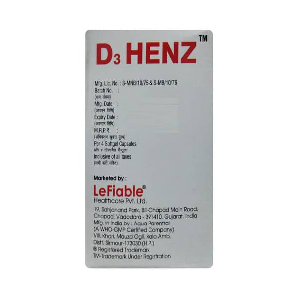 D3 Henz 60k Strip Of 4 Softgel Capsules