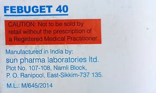 Febuget 40Mg Strip Of 15 Tablets
