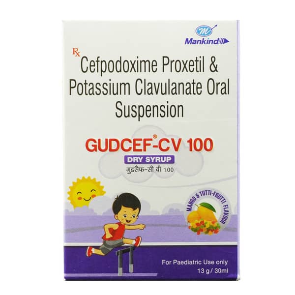 Gudcef Cv 100Mg Mango And Tutti Frutti Flavour Bottle Of 30Ml Dry Syrup