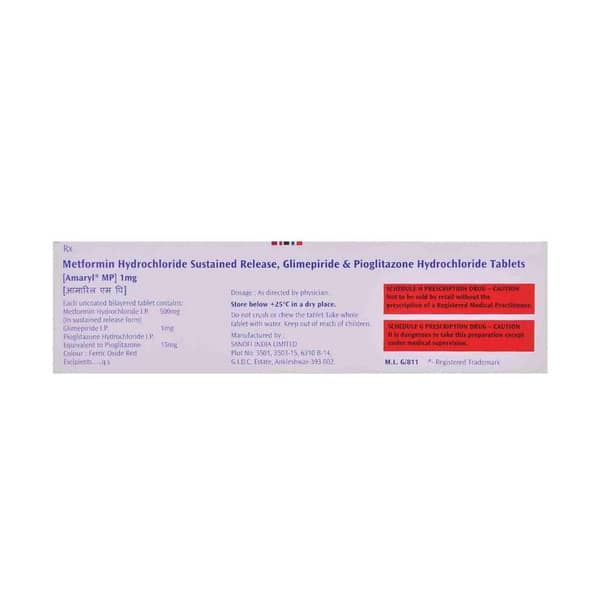 Amaryl Mp 1mg Strip Of 20 Tablets