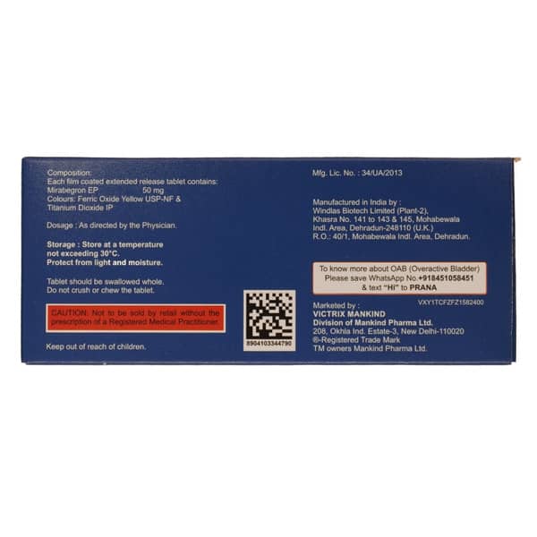 Mirablad 50mg Strip Of 10 Tablets