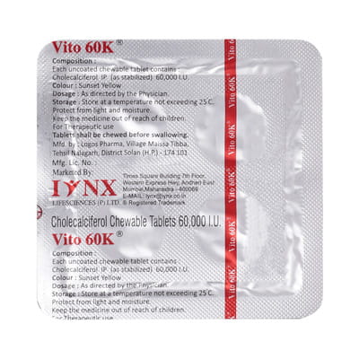 Vito 60k Orange Flavour Sugar Free Strip Of 4 Chewable Tablets