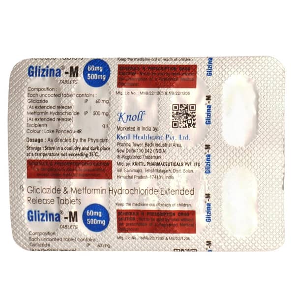 Glizina M 60/500Mg Strip Of 10 Tablets