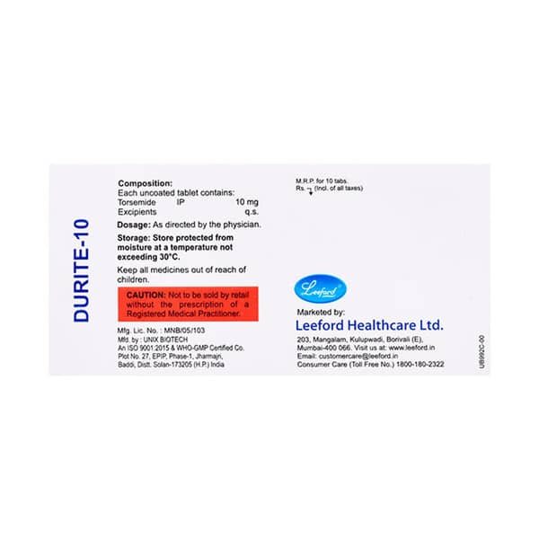 Durite 10mg Strip Of 10 Tablets