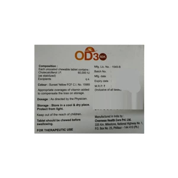 Od3 60k Sugar Free Strip Of 4 Chewable Tablets