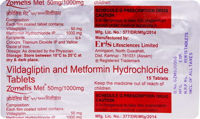 Zomelis Met 50/1000mg Strip Of 15 Tablets