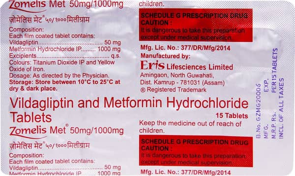 Zomelis Met 50/1000mg Strip Of 15 Tablets