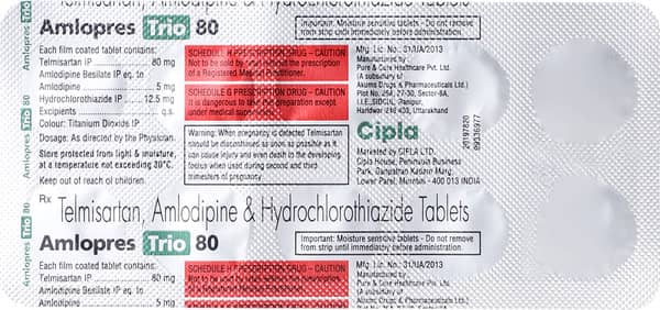 Amlopres Trio 80mg Strip Of 10 Tablets