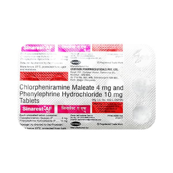 Sinarest Af New Strip Of 15 Tablets