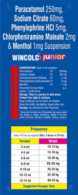 Wincold Plus Junior Tutti Fruti Ice Cream Flavour Bottle Of 60ml Suspension