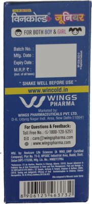 Wincold Plus Junior Tutti Fruti Ice Cream Flavour Bottle Of 60ml Suspension