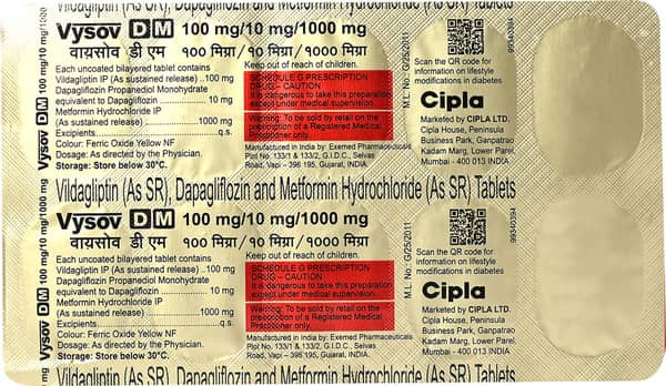 Vysov Dm 100/10/1000mg Strip Of 10 Tablets