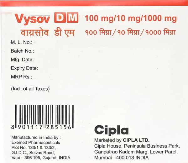 Vysov Dm 100/10/1000mg Strip Of 10 Tablets
