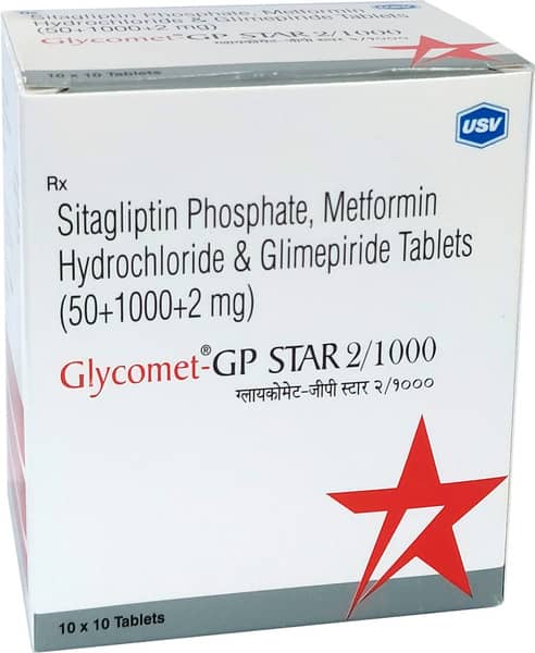 Glycomet Gp Star 2/1000mg Strip Of 10 Tablets