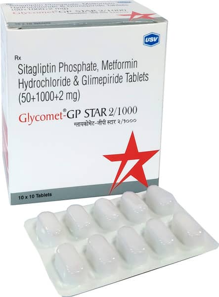 Glycomet Gp Star 2/1000mg Strip Of 10 Tablets