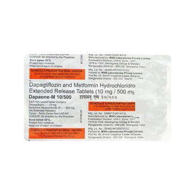 Dapaone M 10/500mg Strip Of 10 Tablets