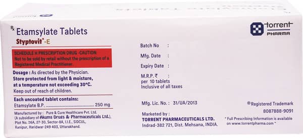 Styptovit E 250mg Strip Of 10 Tablets