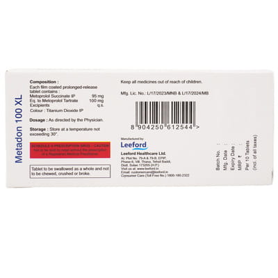 Metadon Xl 100mg Strip Of 10 Tablets