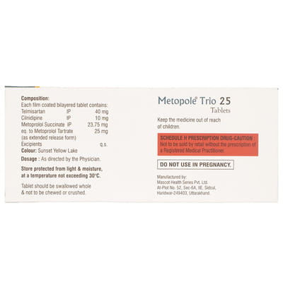 Metopole Trio 25mg Strip Of 10 Tablets