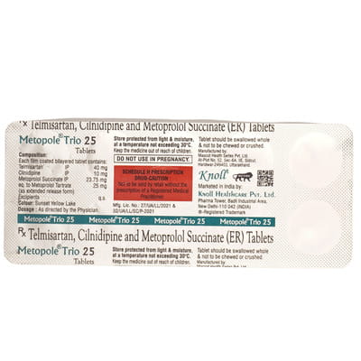 Metopole Trio 25mg Strip Of 10 Tablets