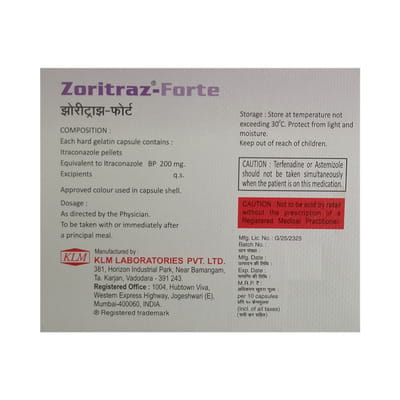 Zoritraz Forte Strip Of 10 Capsules