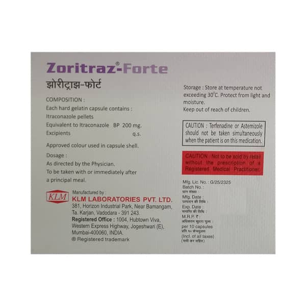 Zoritraz Forte Strip Of 10 Capsules