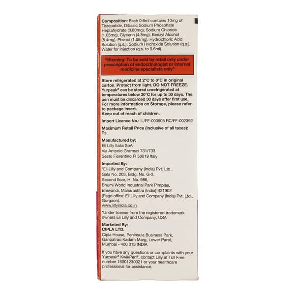 Yurpeak Kwikpen 10mg Pre Filled Pen Of 2.4ml Solution For Injection