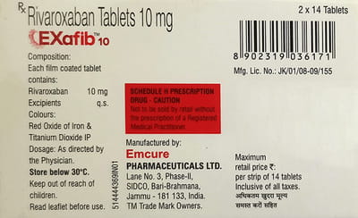 Exafib 10mg Strip Of 14 Tablets