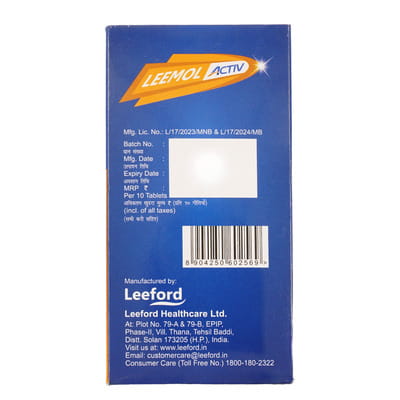 Leemol Activ 650/50 Mg Strip Of 10 Tablets