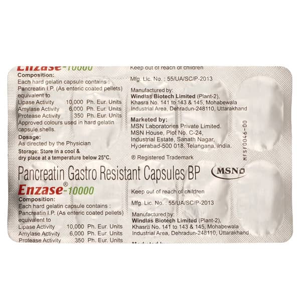 Enzase 10000 Strip Of 10 Capsules