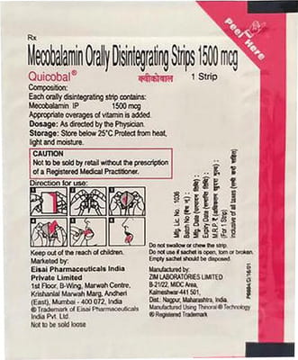 Quicobal 1500mcg Packet Of 1 Orally Disintegrating Strip