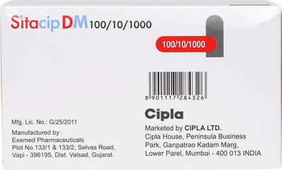 Sitacip Dm 100/10/1000mg Strip Of 10 Tablets