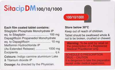 Sitacip Dm 100/10/1000mg Strip Of 10 Tablets