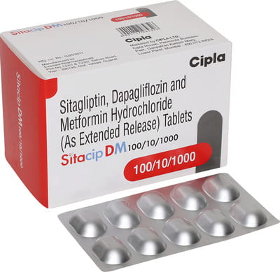 Sitacip Dm 100/10/1000mg Strip Of 10 Tablets