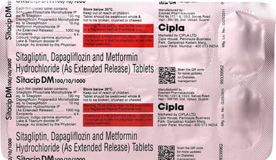 Sitacip Dm 100/10/1000mg Strip Of 10 Tablets