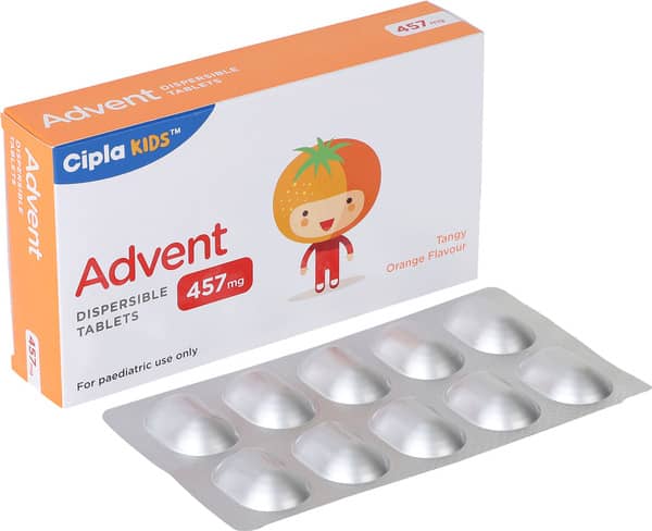 Advent 457mg Tangy Orange Flavour Strip Of 10 Dispersible Tablets