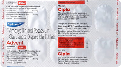 Advent 457mg Tangy Orange Flavour Strip Of 10 Dispersible Tablets