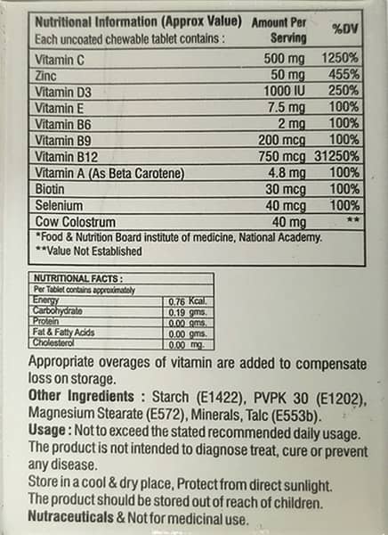 Vitacore C Plus Orange Flavour Bottle Of 30 Chewable Tablets
