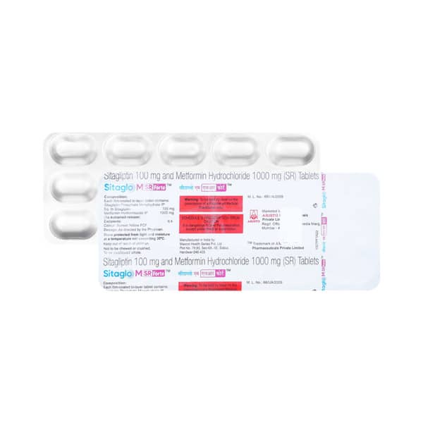 Sitaglo M Sr Forte 100/1000mg Strip Of 15 Tablets