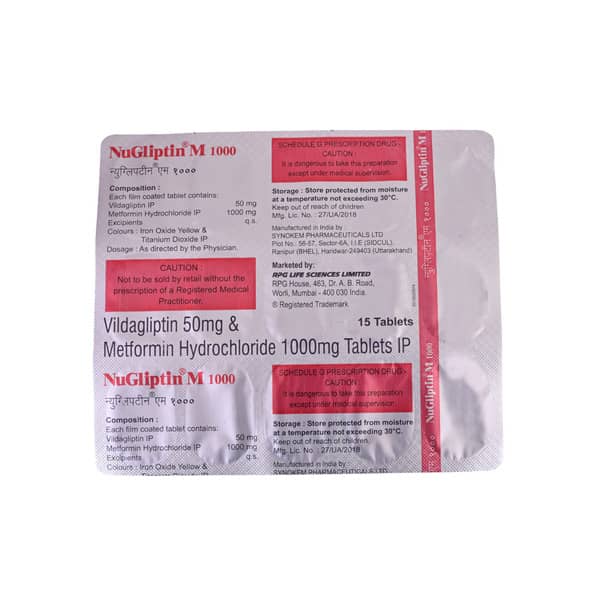 Nugliptin M 1000Mg Strip Of 15 Tablets