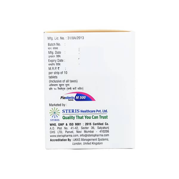 Piosteris M 15/500Mg Strip Of 10 Tablets