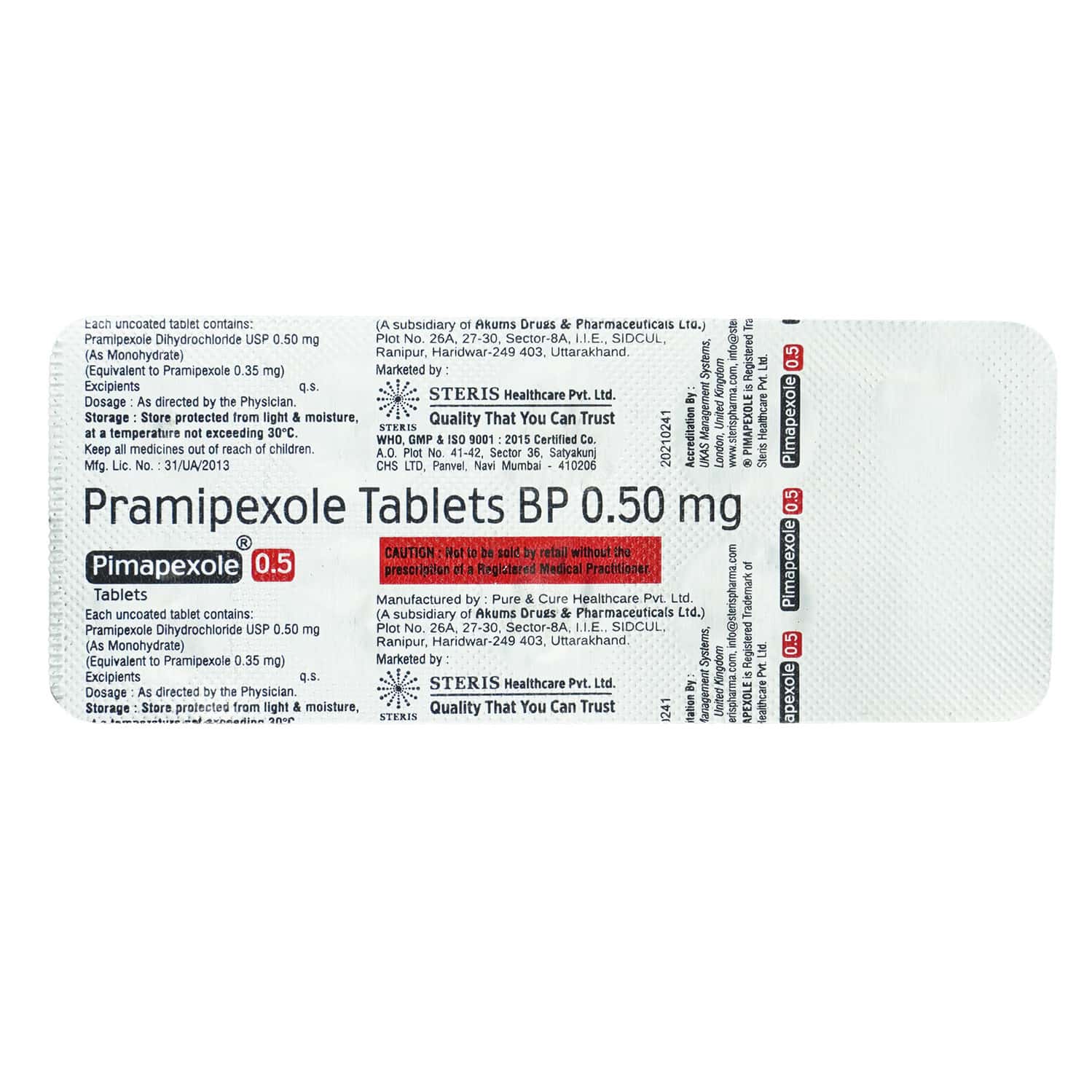 Pipexus Pimapexole 0.5 MG Tablet (10): Uses, Side Effects, Price & Dosage ...