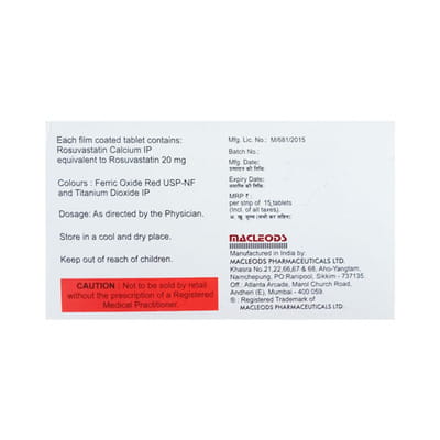 Rozustat 20mg Strip Of 15 Tablets